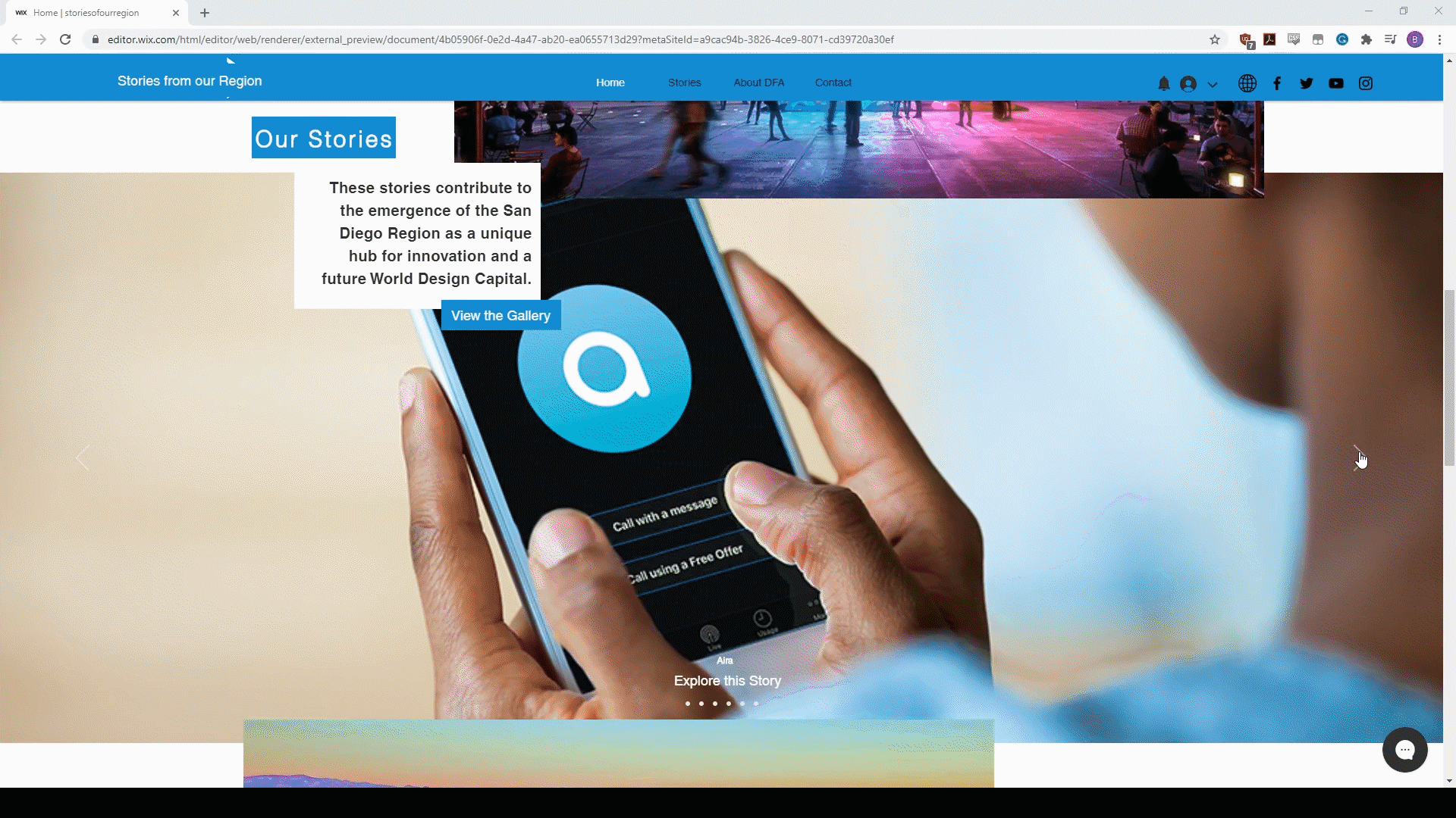 The carousel feature for DFA's website